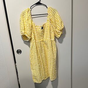 Old Navy Yellow Checkered Midi Dress